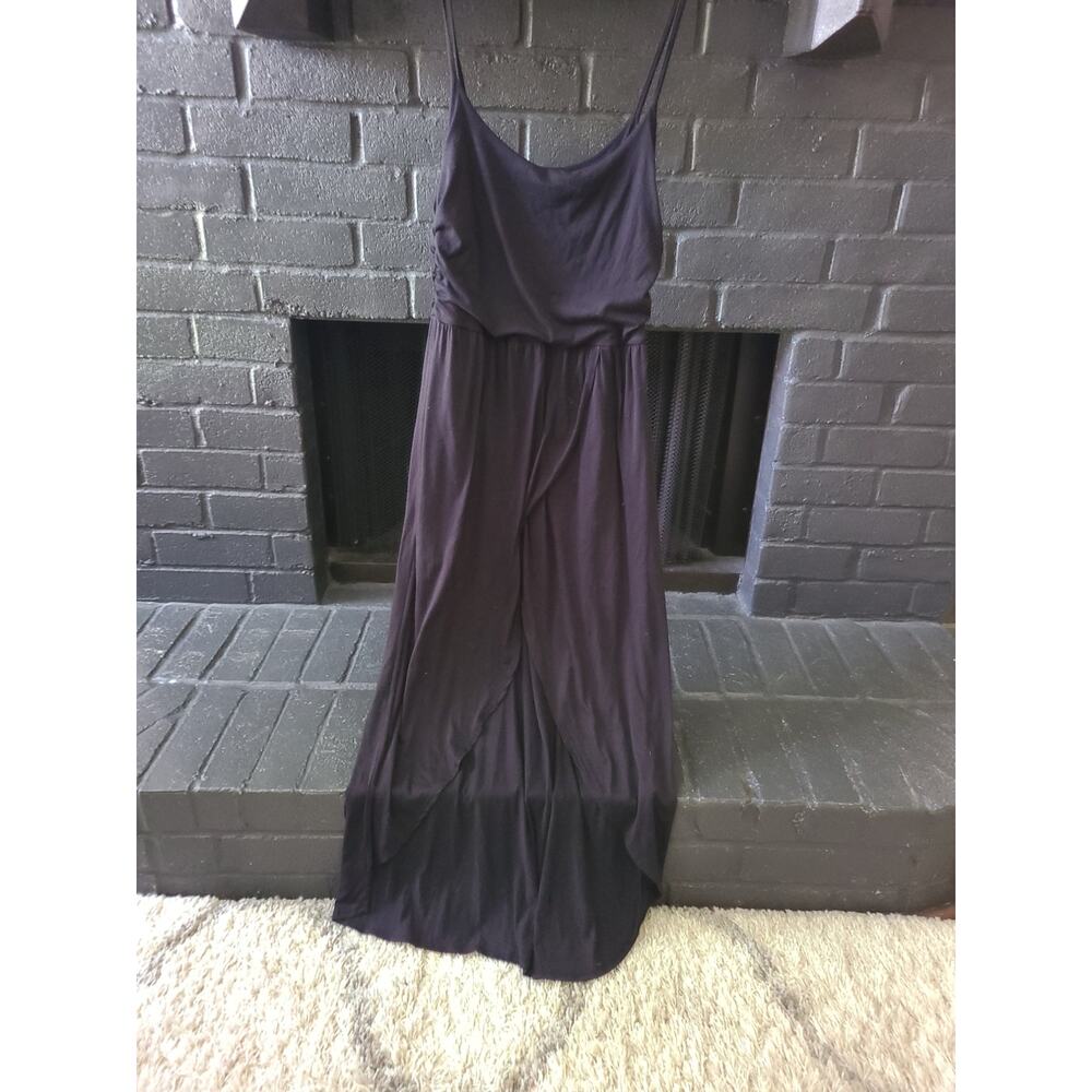 Women’s Black Maxi Slip Dress with Spaghetti Straps